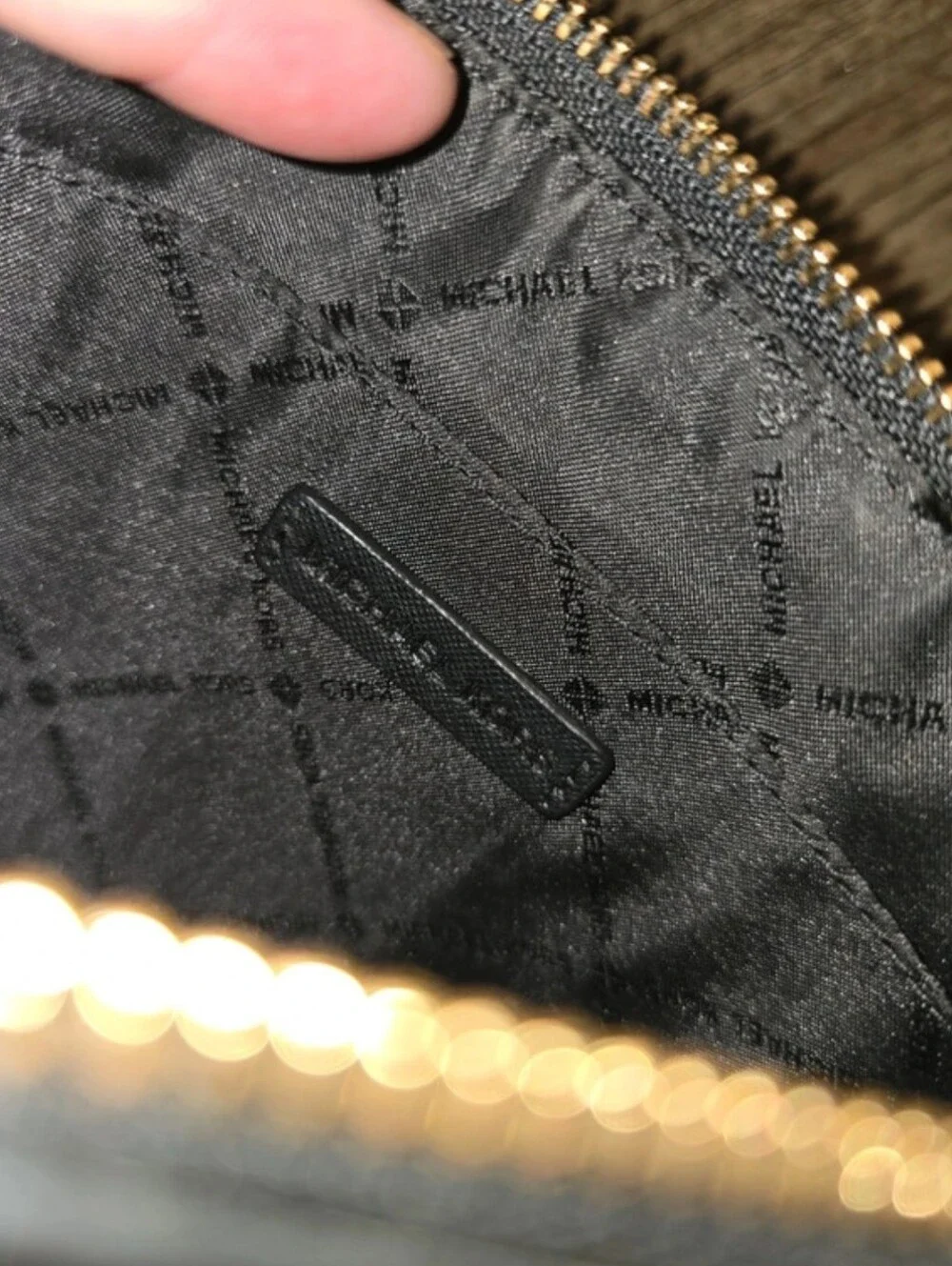 Michael Kors Black Wristlet Clutch with Gold Logo